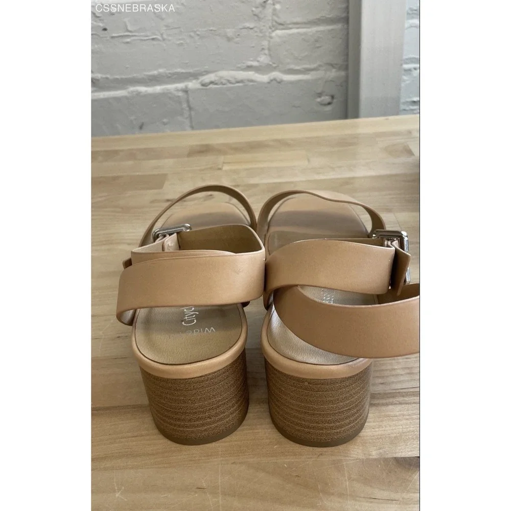 City Classified Beige‎ womens lock heel sandals - Size 10